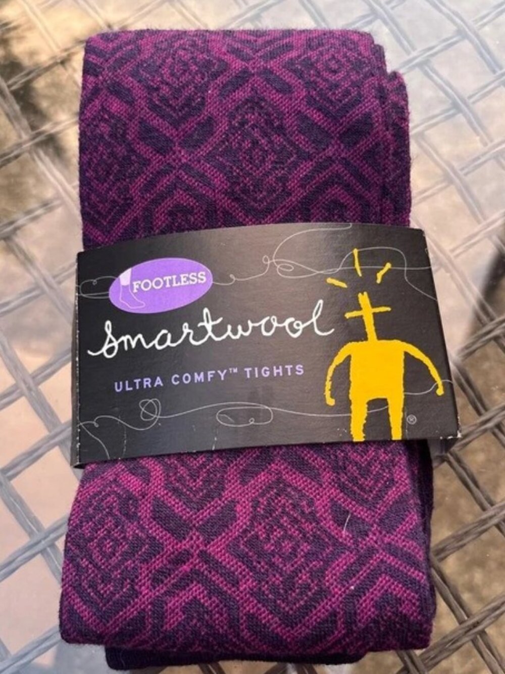 SmartWool Mirrored Footless Tights Women's Size Large NWT Imperial Purple